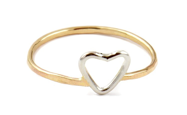 Junibel Sweetheart Ring Gold Filled with Sterling Silver Heart