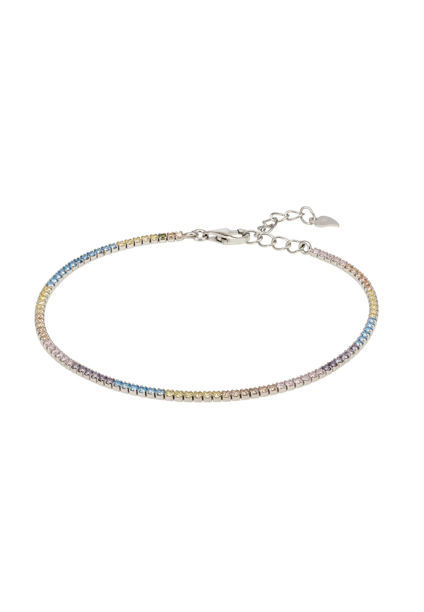 Tennis Bracelet Silver Pastel Rainbow with zirconia stones