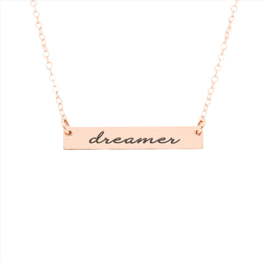 Gold Bar Necklace - Dreamer Necklace in Rose Gold