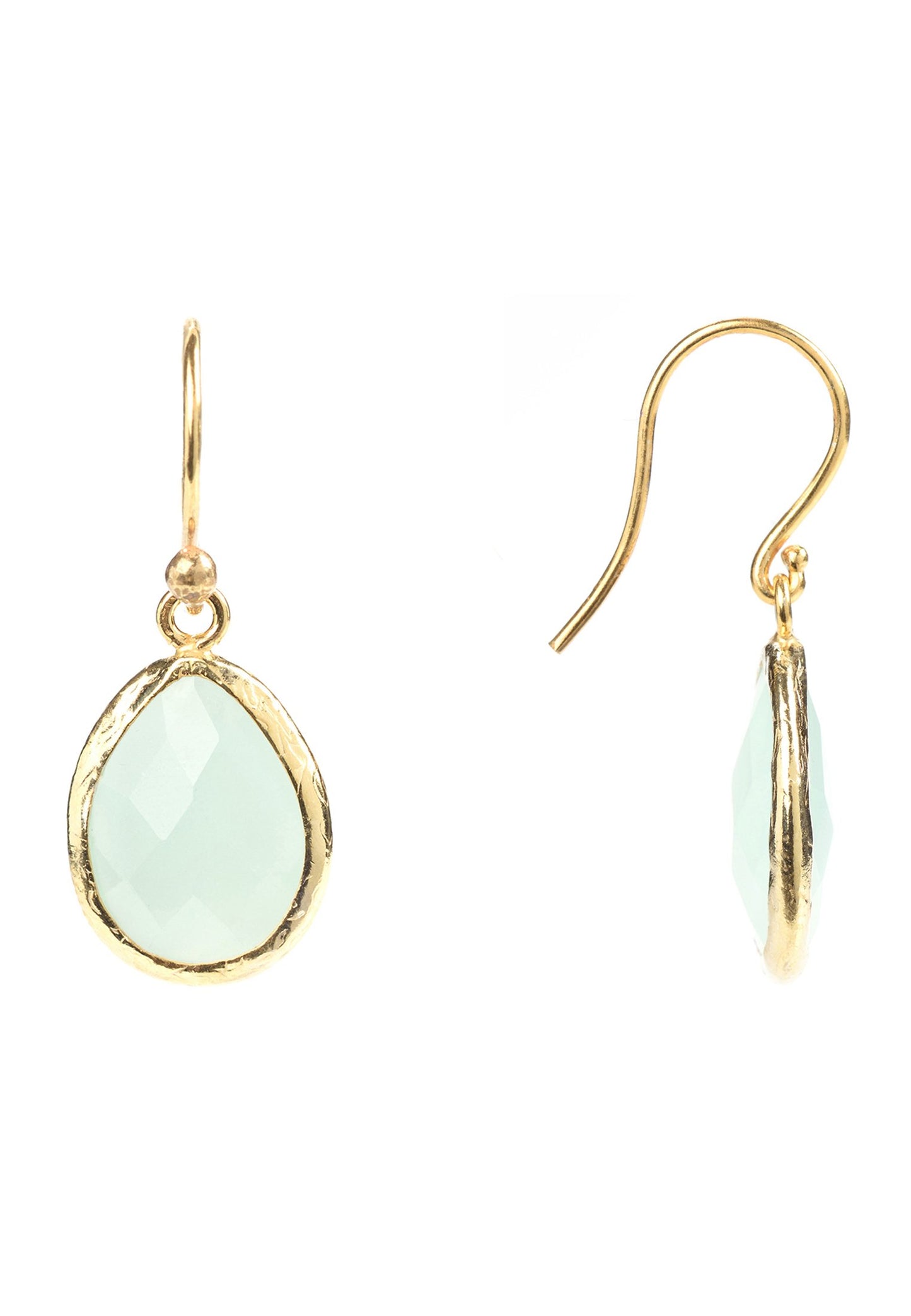 Lightweight Gold Drop Earrings with Aqua Chalcedony