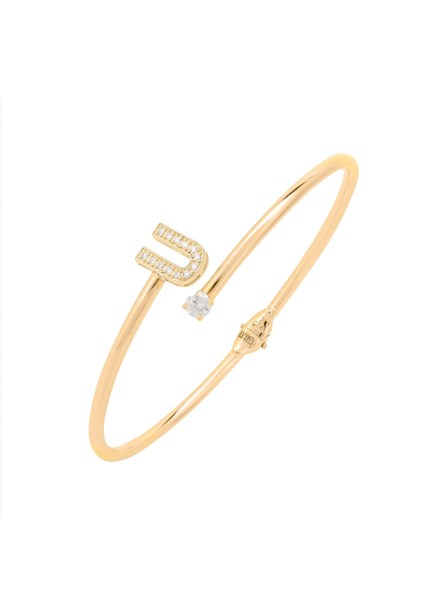 Initial Bangle in Gold with Cubic Zirconia