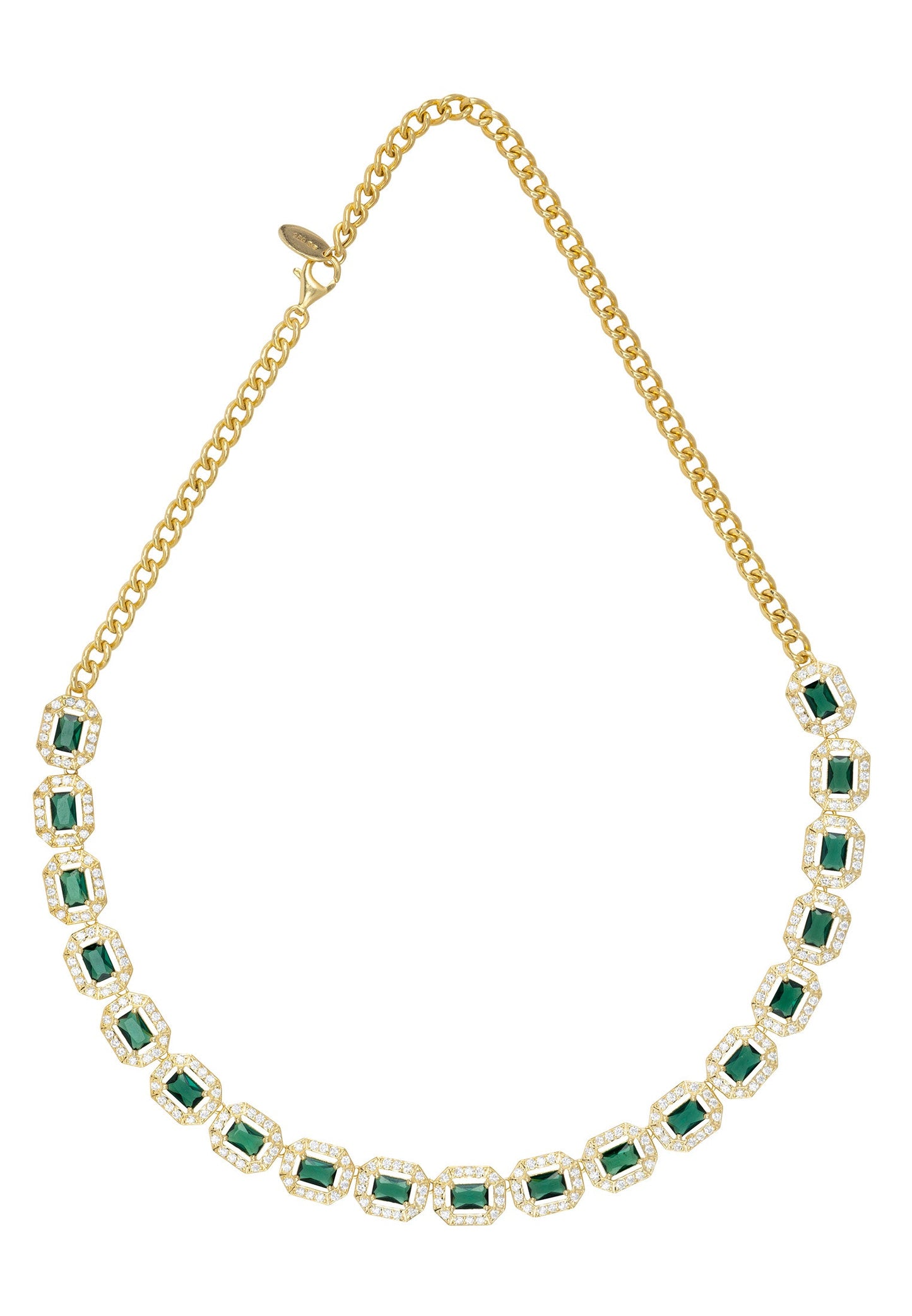 Princess Emerald Gemstone Necklace Gold