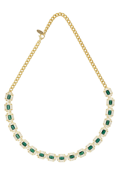 Princess Emerald Gemstone Necklace Gold