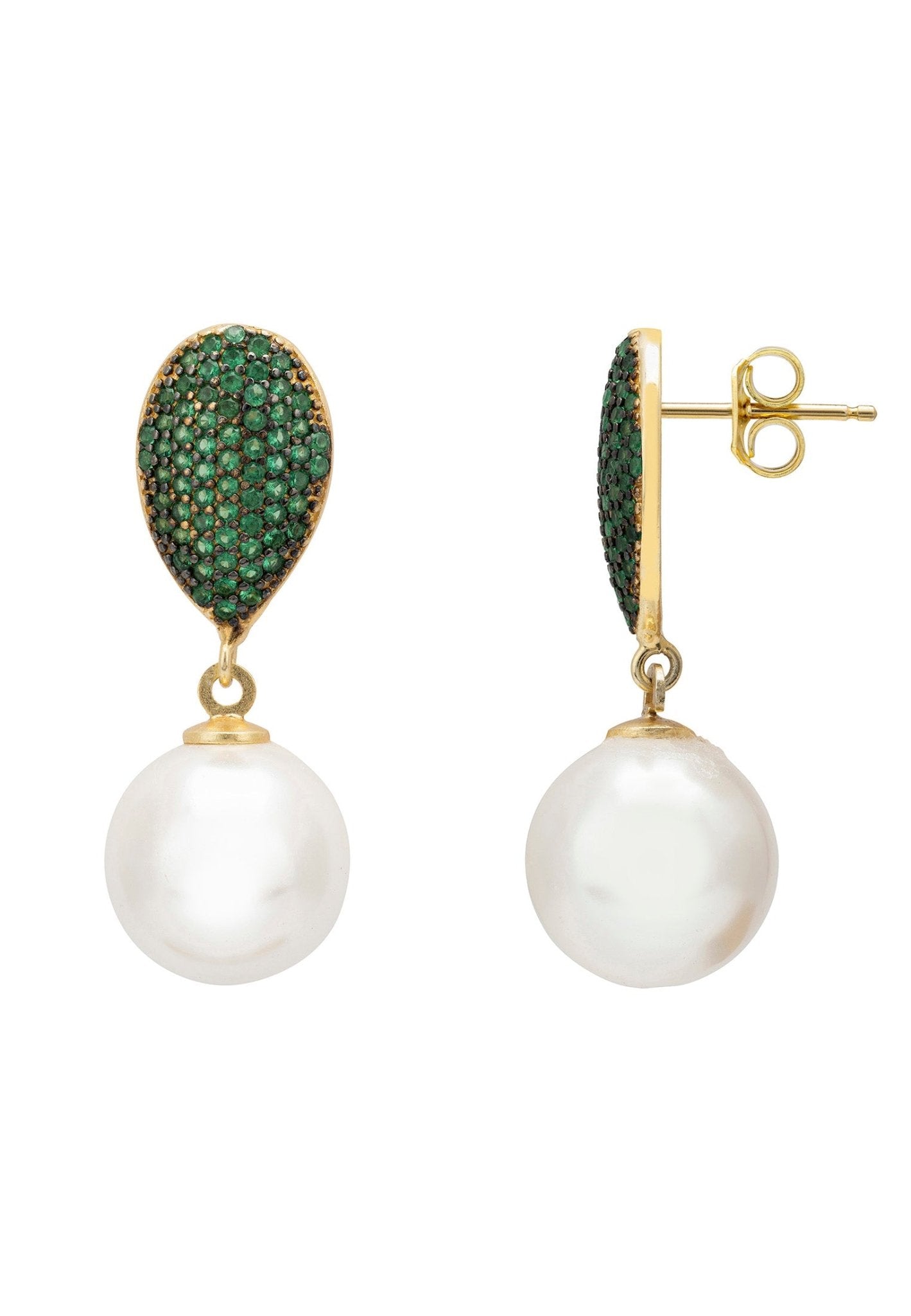 Emerald Green Pearl Classic Drop Earrings