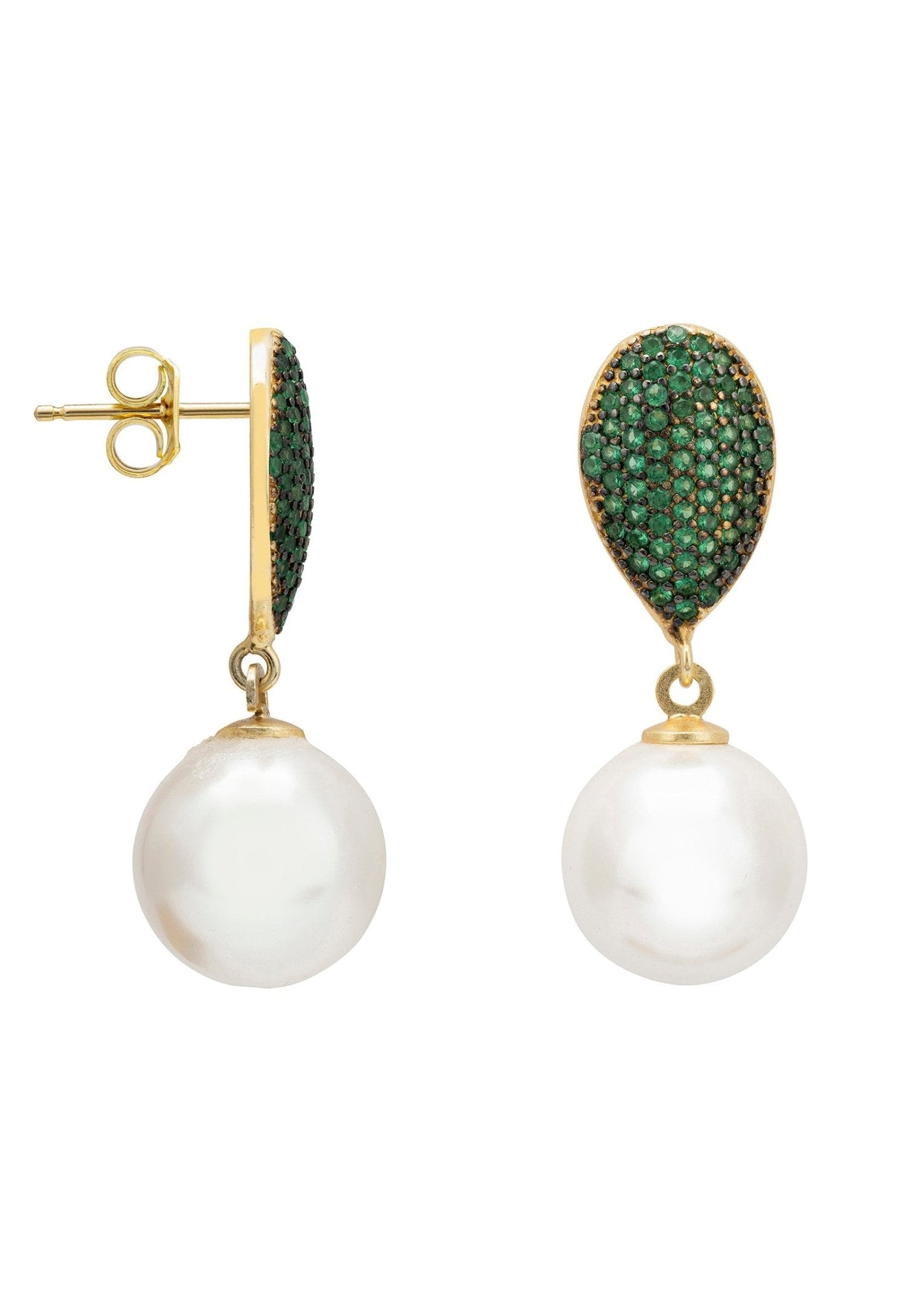 Emerald Green Pearl Classic Drop Earrings