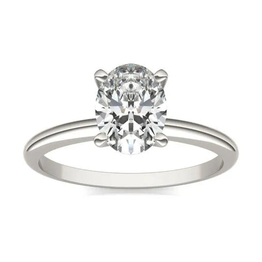 Oval Lab Grown Diamond Solitaire Engagement Ring 14K White Gold