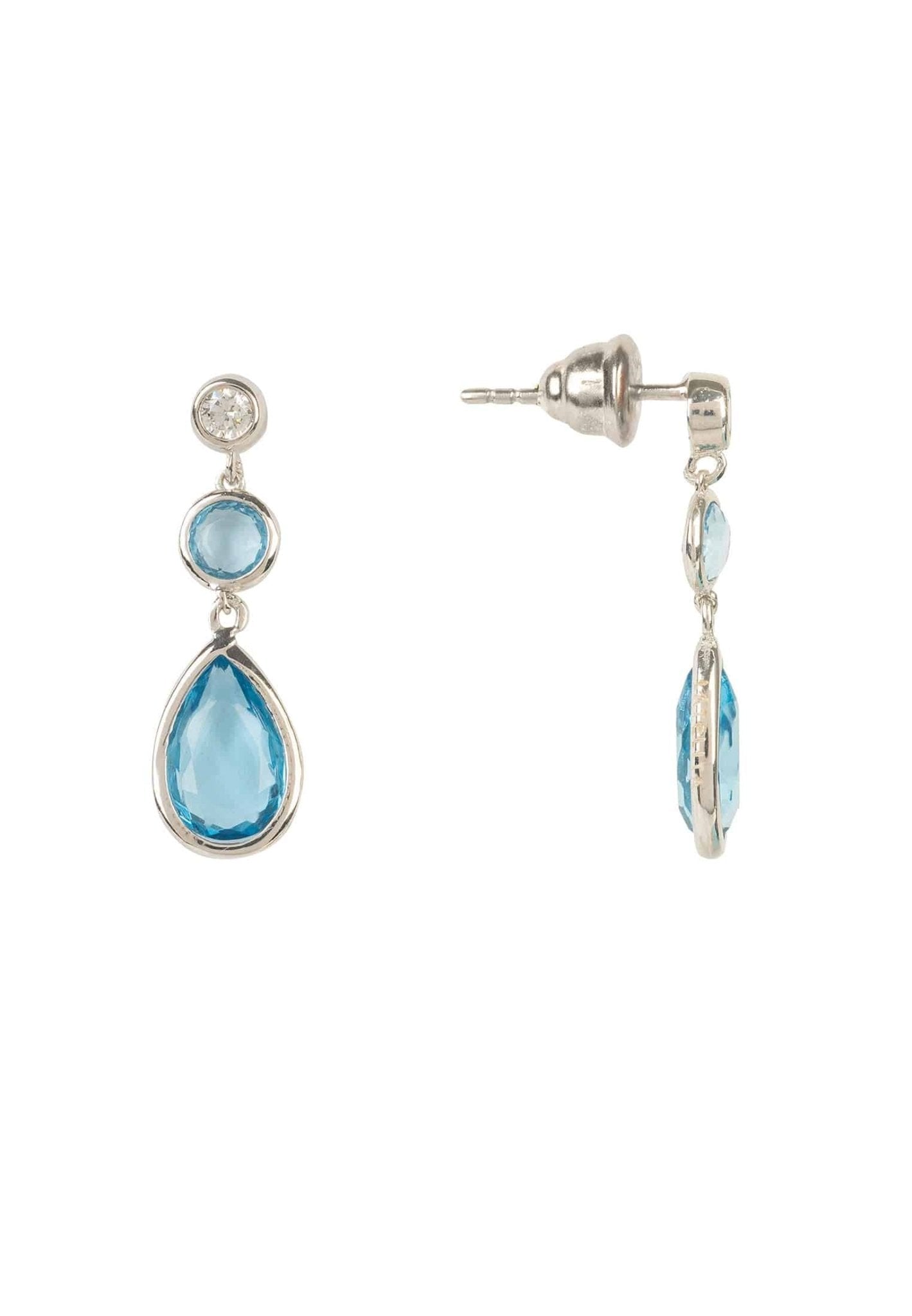 Tuscany Gemstone Drop Earring Silver Blue Topaz Hydro