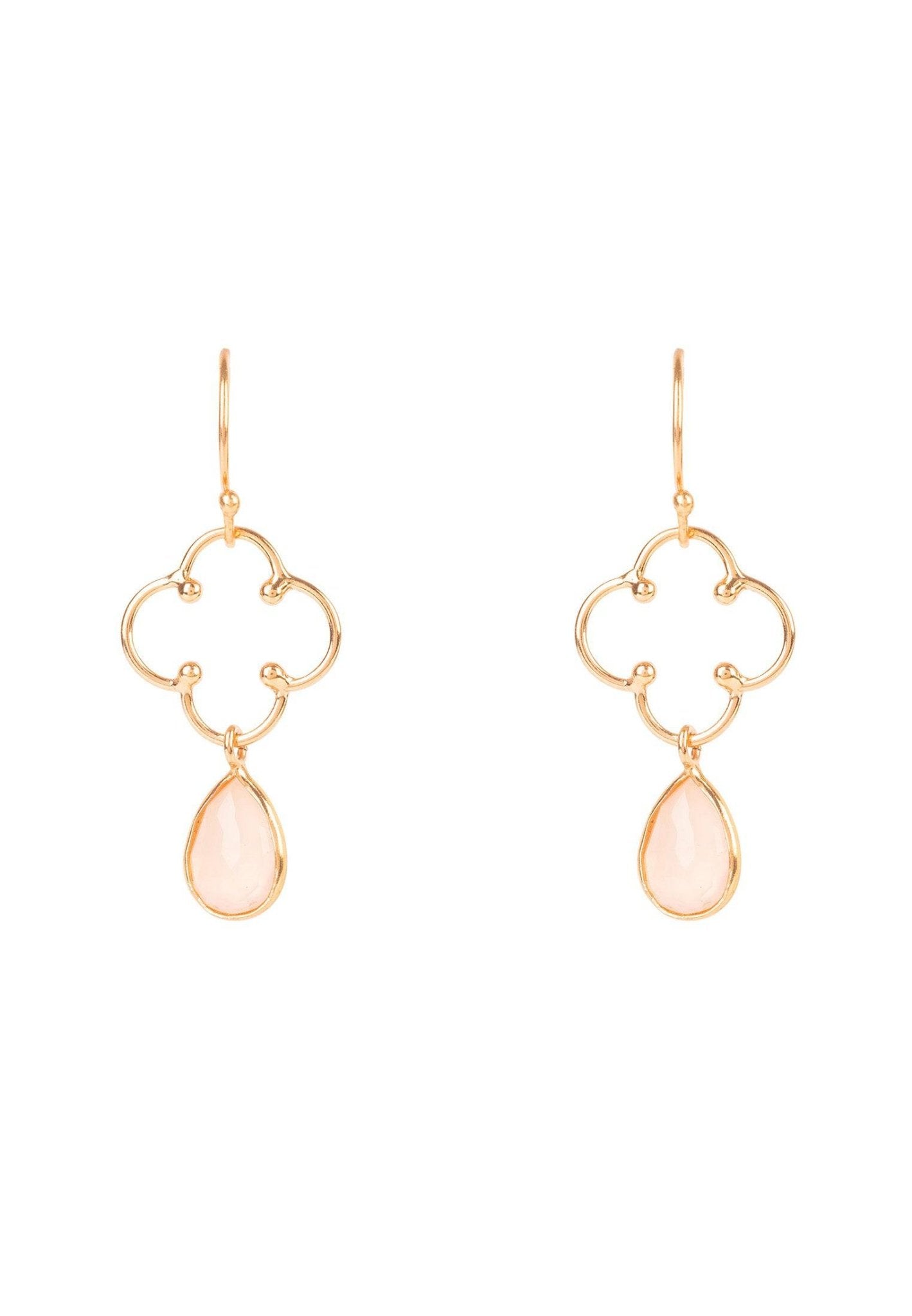 Rose Gold Gemstone Drop Earrings with Rose Quartz