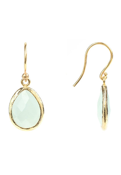 Petite Drop Earrings Aqua Chalcedony Gold - Elegant Design