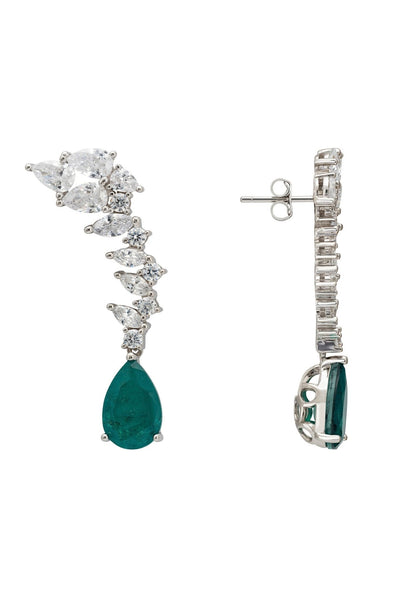 Emerald Silver Teardrop Earrings