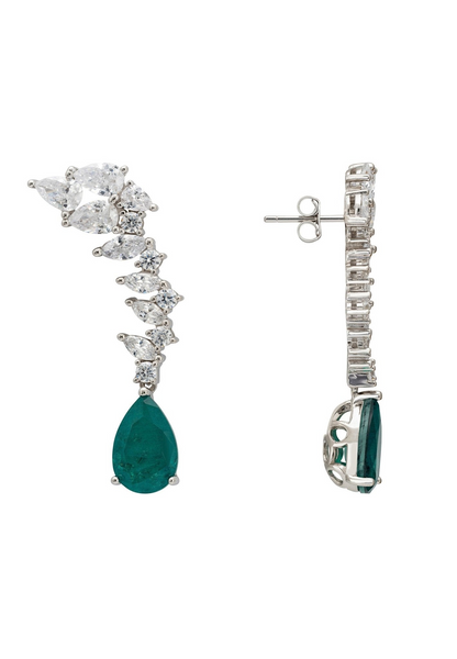 Emerald Silver Teardrop Earrings