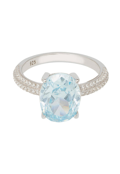 Alexandra Oval Cocktail Ring Blue Topaz Silver