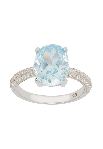 Alexandra Oval Cocktail Ring Blue Topaz Silver