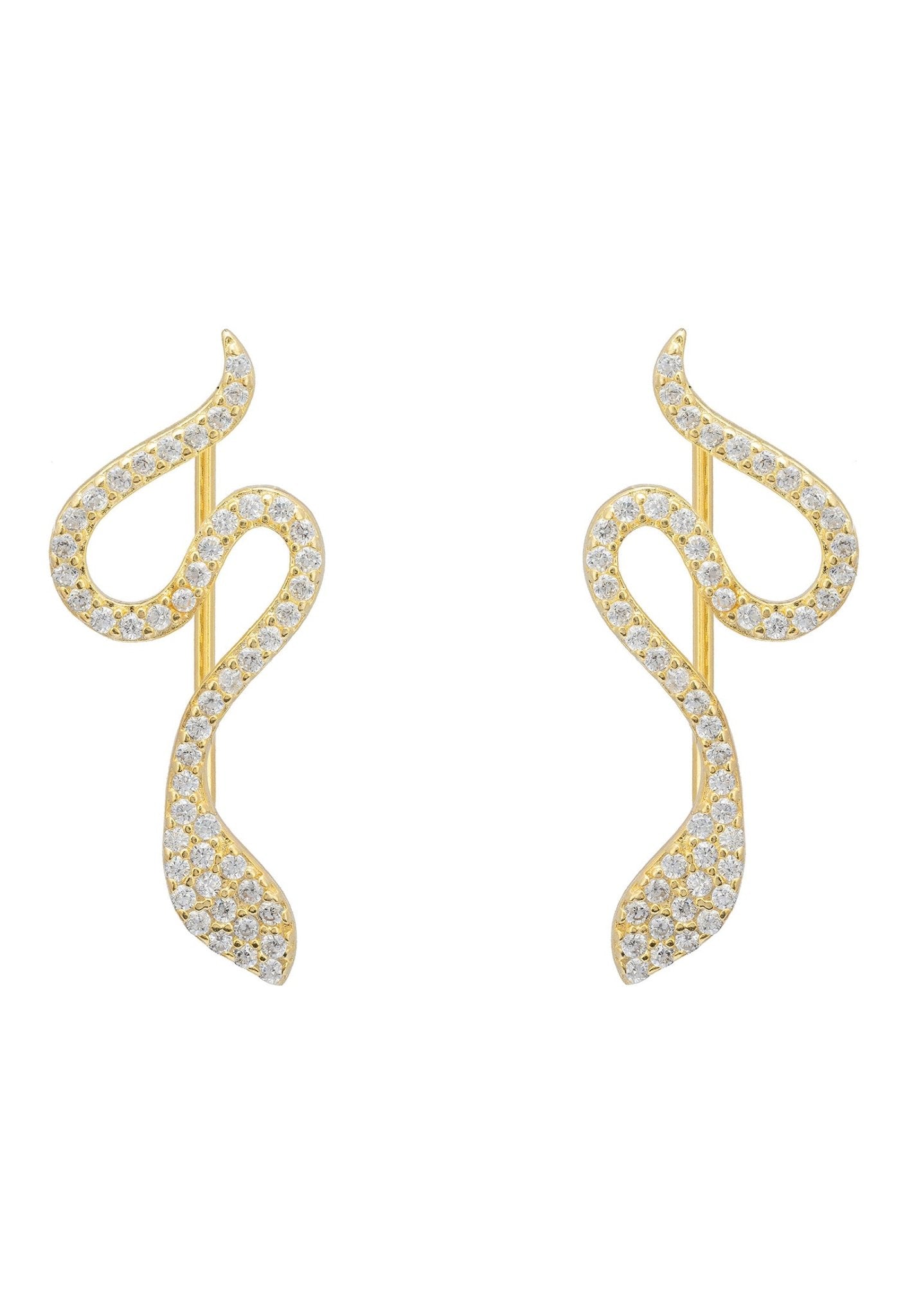 Gold Snake Ear Climbers with Zirconia