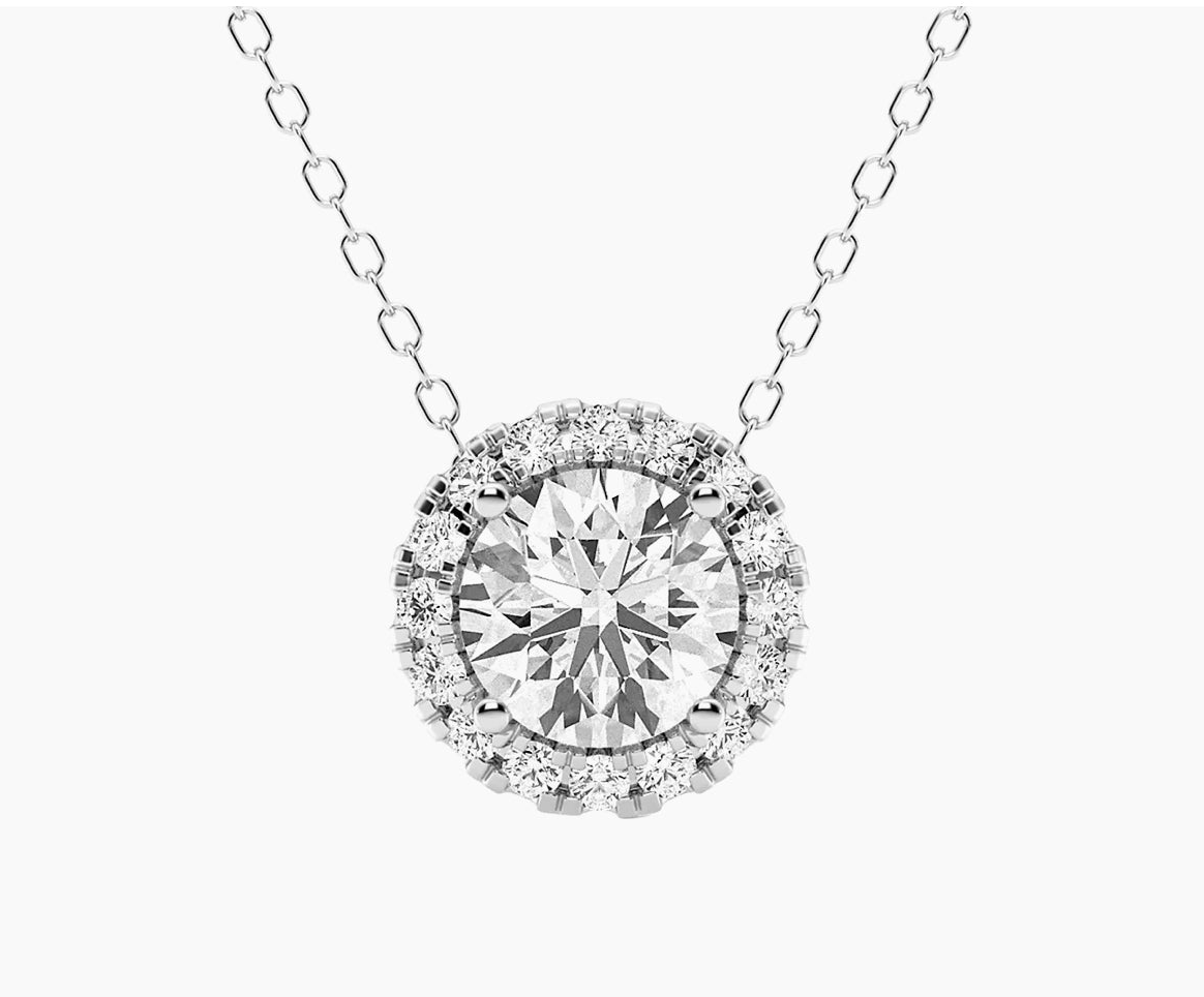 Exquisite AGI Certified Lab-Grown Diamond Halo Pendant Necklace