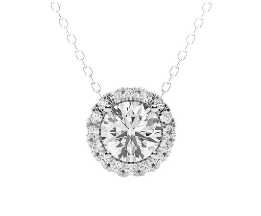 2 CTW Lab-Grown Diamond Halo Pendant Necklace