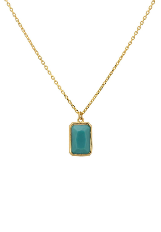 Gold Turquoise Necklace with turquoise pendant