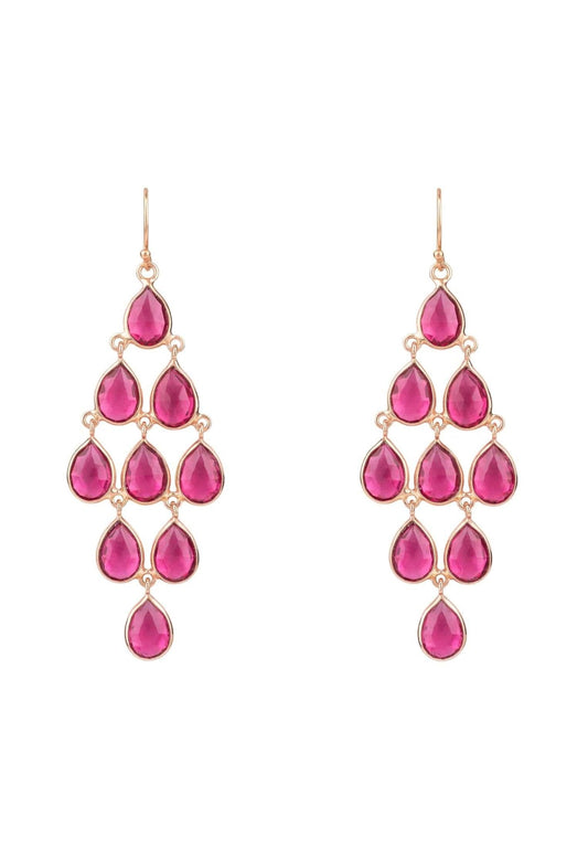 Erviola Gemstone Cascade Earrings Rose Gold Pink Tourmaline