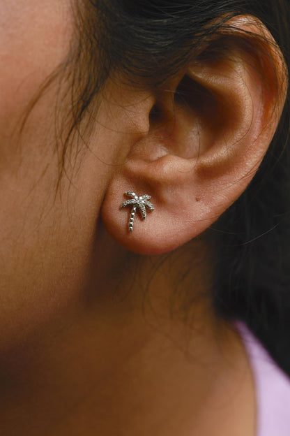 Diamond Encrusted Palm Tree Studs