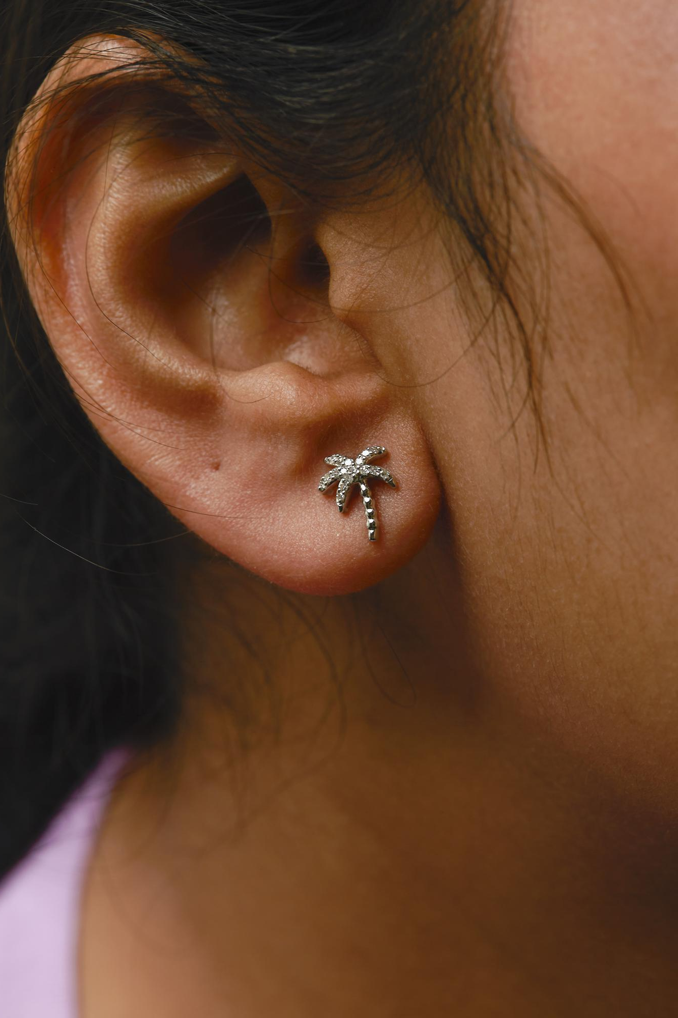 Diamond Encrusted Palm Tree Studs