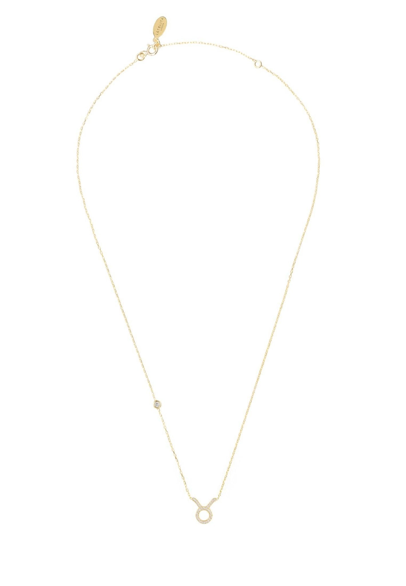 Taurus Necklace in gold with white zircons