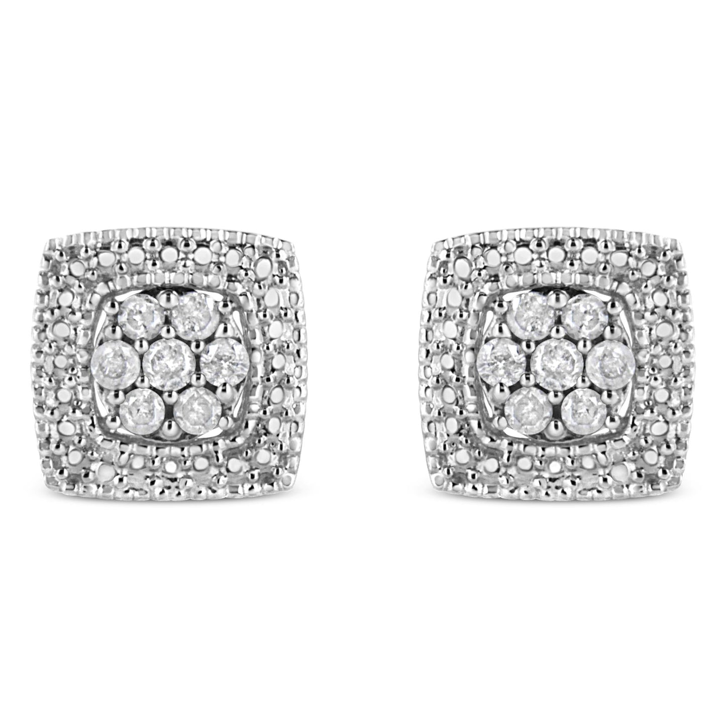 Diamond Milgrain Square Shape Stud Earrings