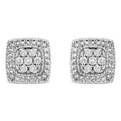 Diamond Milgrain Square Shape Stud Earrings