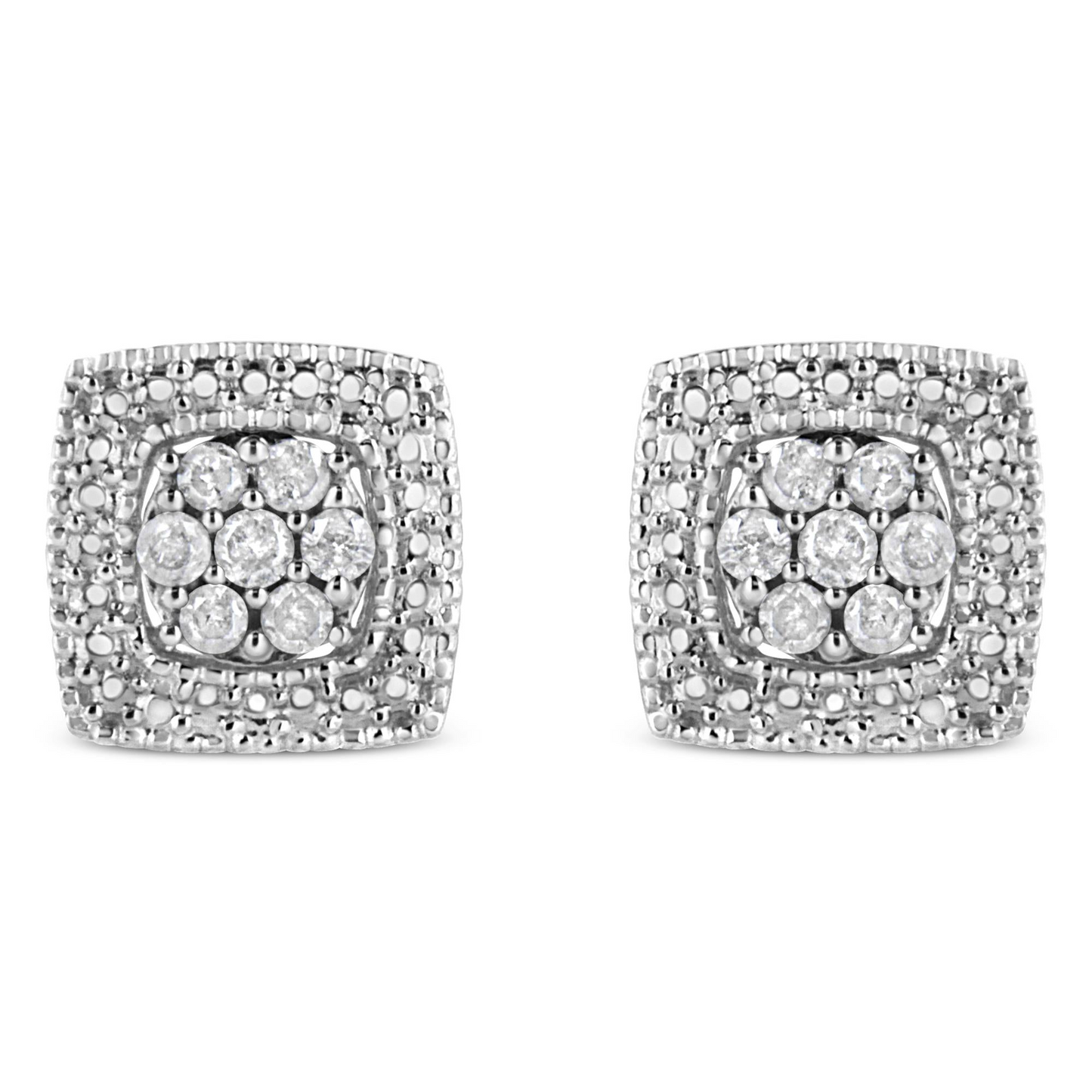 Diamond Milgrain Square Shape Stud Earrings