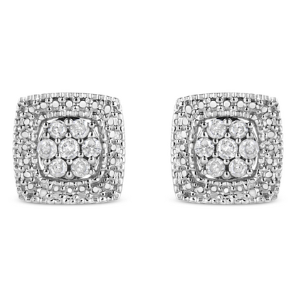 Diamond Milgrain Square Shape Stud Earrings