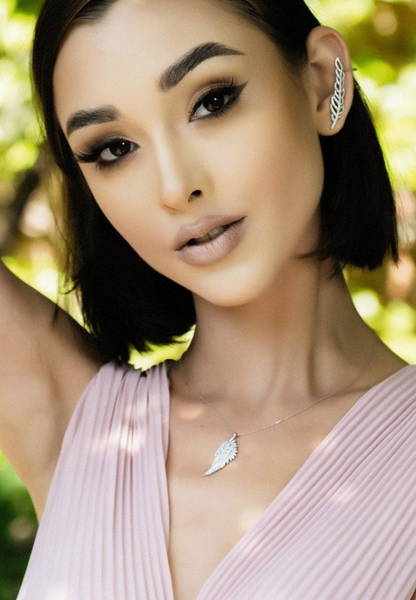 Large Angel Wing Necklace Silver