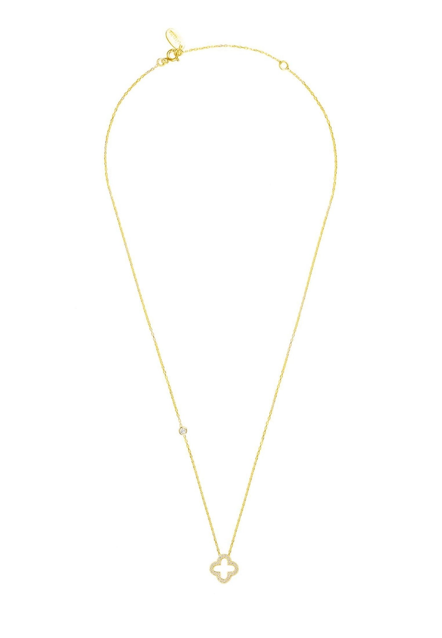 Open Clover Pendant Necklace in Gold