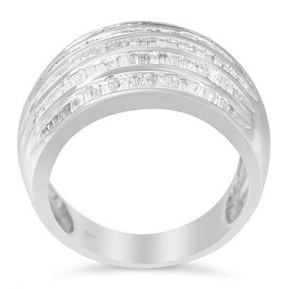 Taylor Baguette-Cut Diamond 6-Row Channel Set Domed Tapered Cocktail Ring