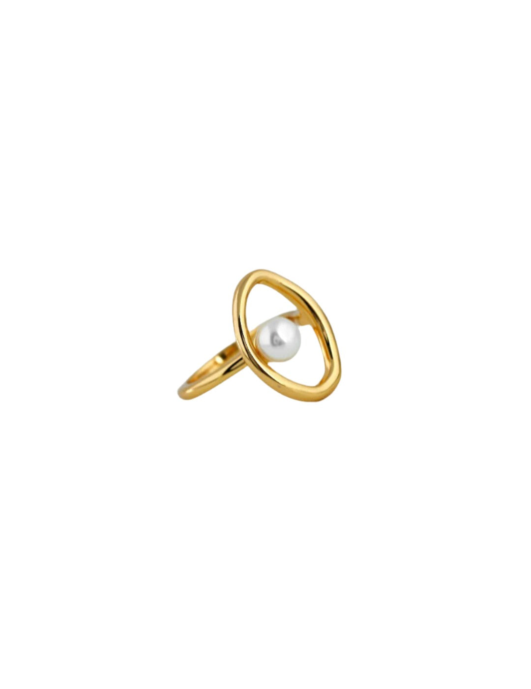 Geometric Open Circle Ring with pearls and gold vermeil
