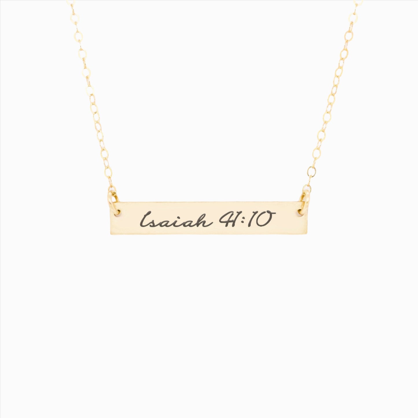 Isaiah 41:10 Necklace - Gold Bar Pendant |