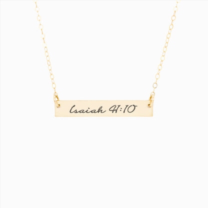 Isaiah 41:10 Necklace - Gold Bar Pendant |