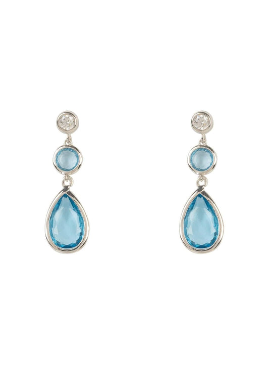 Tuscany Gemstone Drop Earring Silver Blue Topaz Hydro