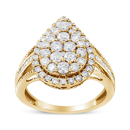 1 1/2 CTW Round-Cut Diamond Pear Shaped Cocktail Ring