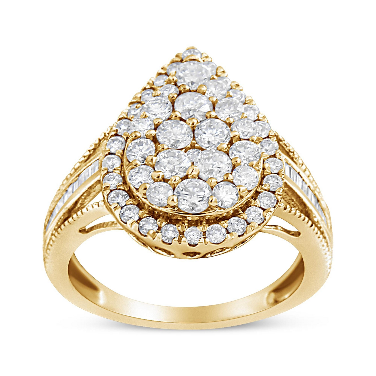 1 1/2 CTW Round-Cut Diamond Pear Shaped Cocktail Ring