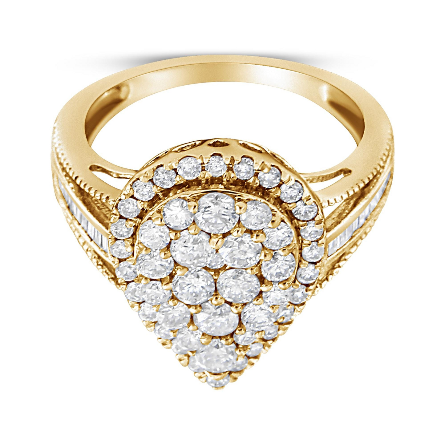 1 1/2 CTW Round-Cut Diamond Pear Shaped Cocktail Ring