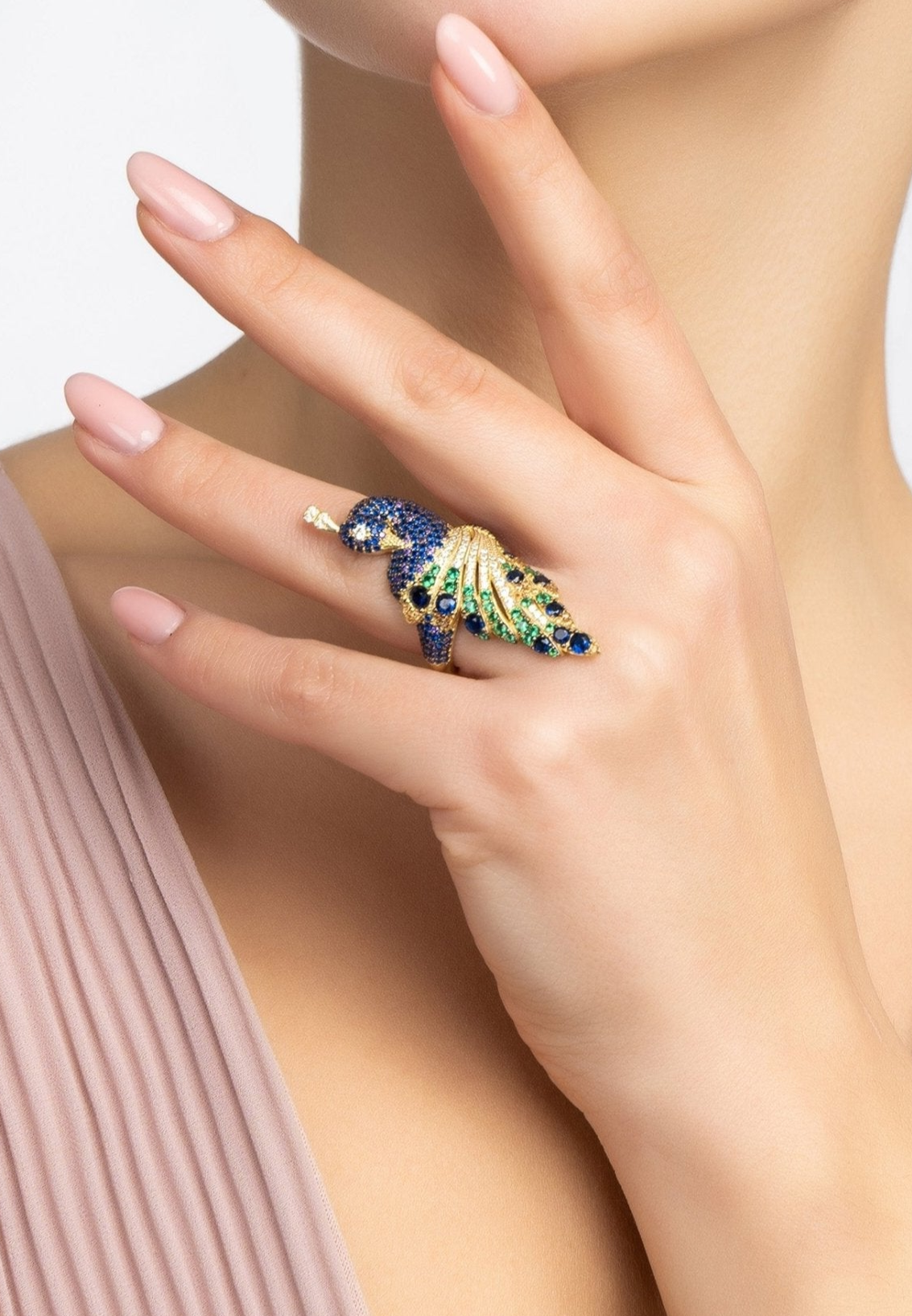 Peacock Cocktail Ring Gold