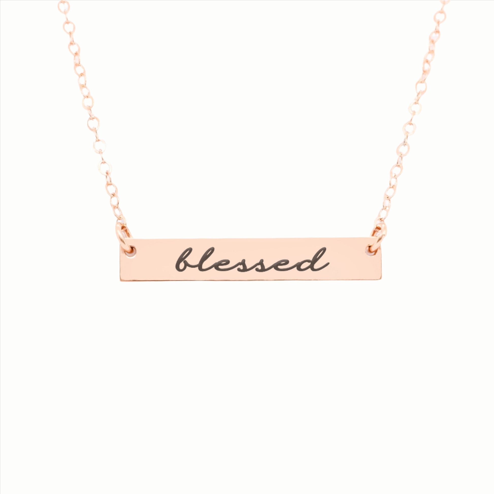 Personalized Rose Gold Bar Necklace Inspirational Jewelry 