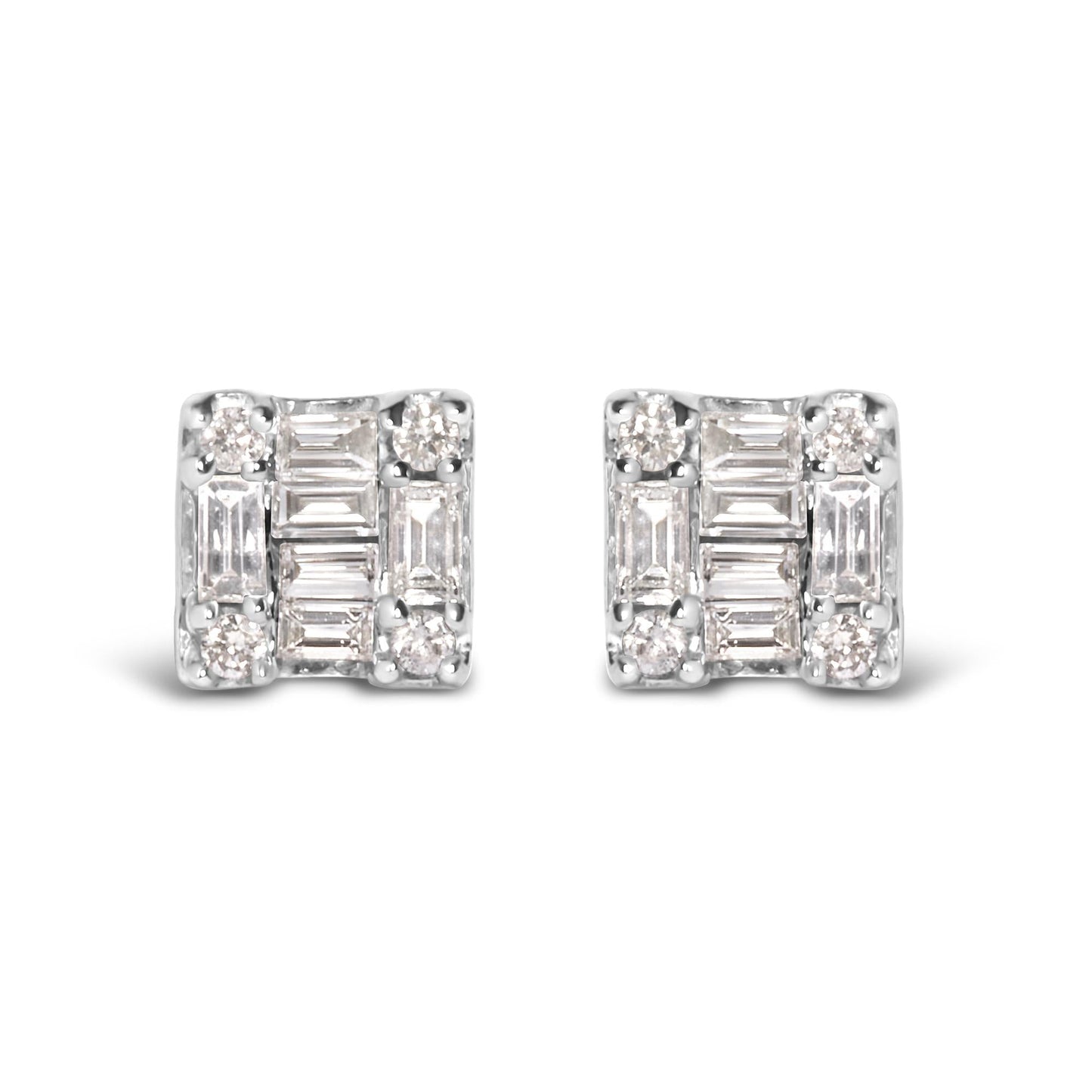 Skyler Round and Baguette Diamond Mosaic Square Studs