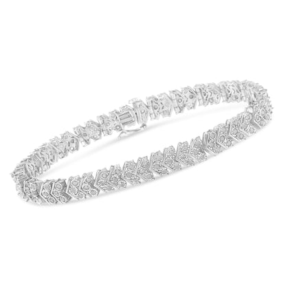 Diamond Miracle-Set Nested Chevron Link 7" Tennis Bracelet