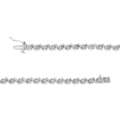 Diamond Spiral Wave Curved-Link 7" Tennis Bracelet