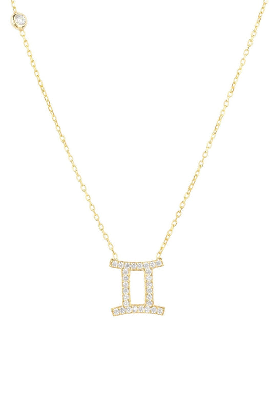 Gemini Zodiac Pendant Necklace in Gold