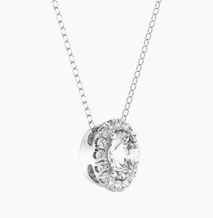 Exquisite AGI Certified Lab-Grown Diamond Halo Pendant Necklace