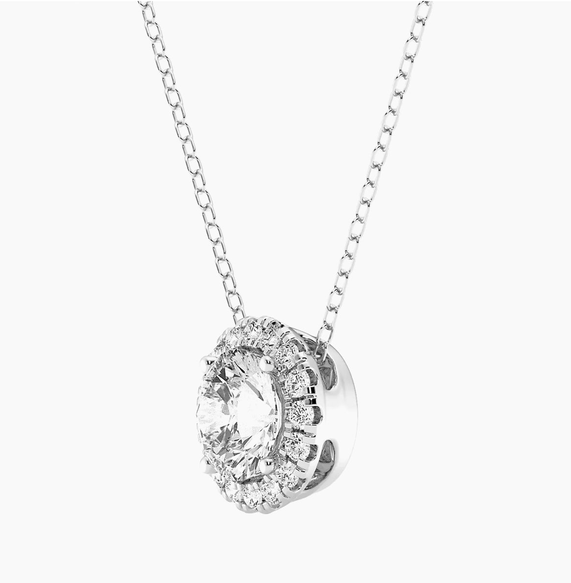 Exquisite AGI Certified Lab-Grown Diamond Halo Pendant Necklace