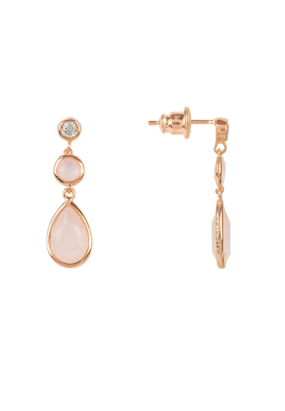 Rose Gold Rose Quartz Gemstone Drop Earrings