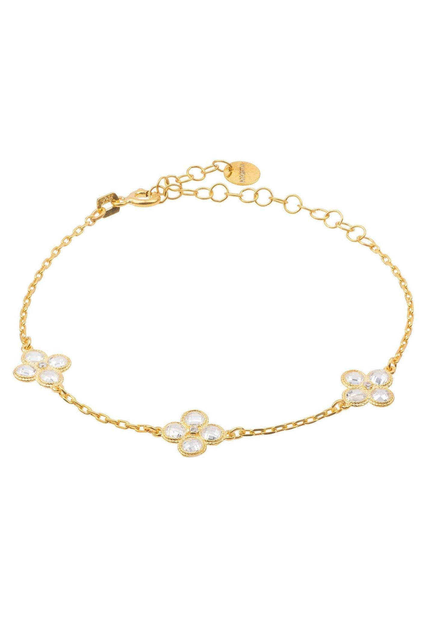 Flower Clover Triple Bracelet Gold with Zirconia
