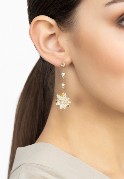 Dahlia Drop Earrings Silver White